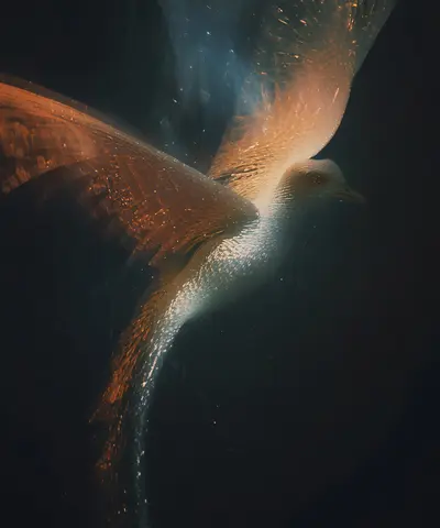 Phoenix in silber-orange-Tönen